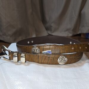 Enmon Brown Embossed Belt With Alabama Logo Silver Accents